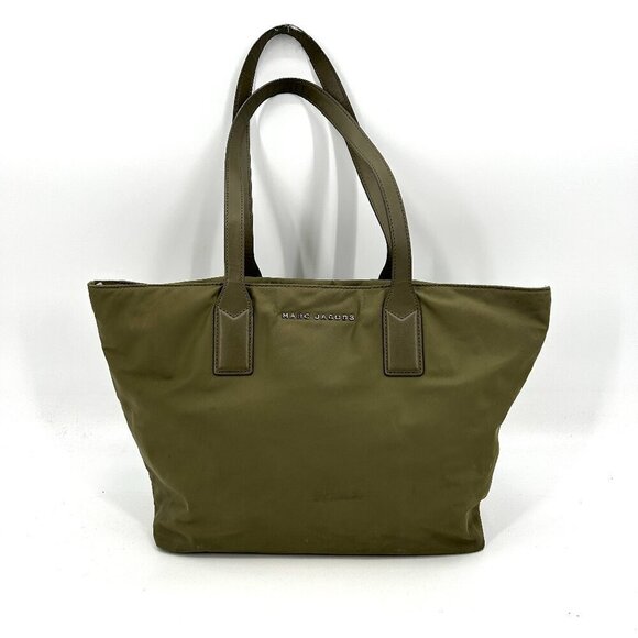 MARC JACOBS Army Green Wingman 100% Nylon Tote Bag Purse - Picture 1 of 10